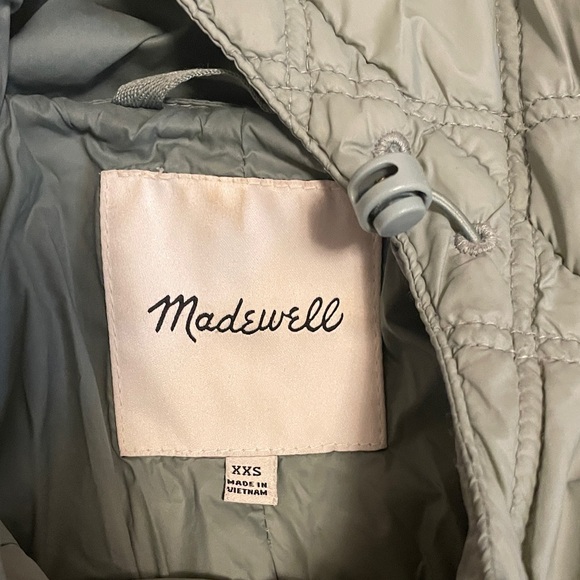 Madewell Women’s Seafoam Green Quilted PufferJacket w/ Hood - Picture 2 of 8